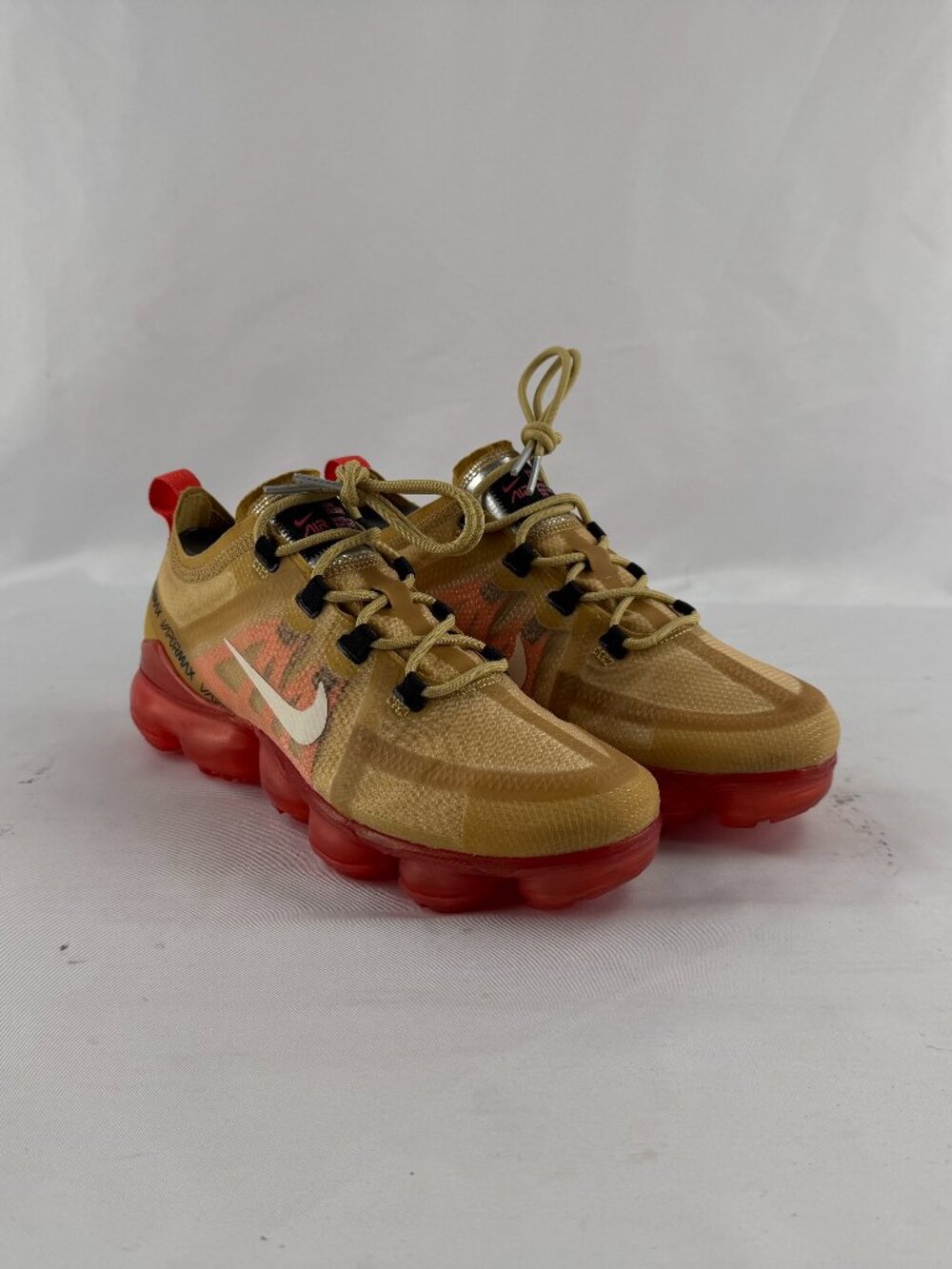 Nike Air VaporMax 2019 Gold Red Women Athletic Running Shoes Sneakers Size 6.5